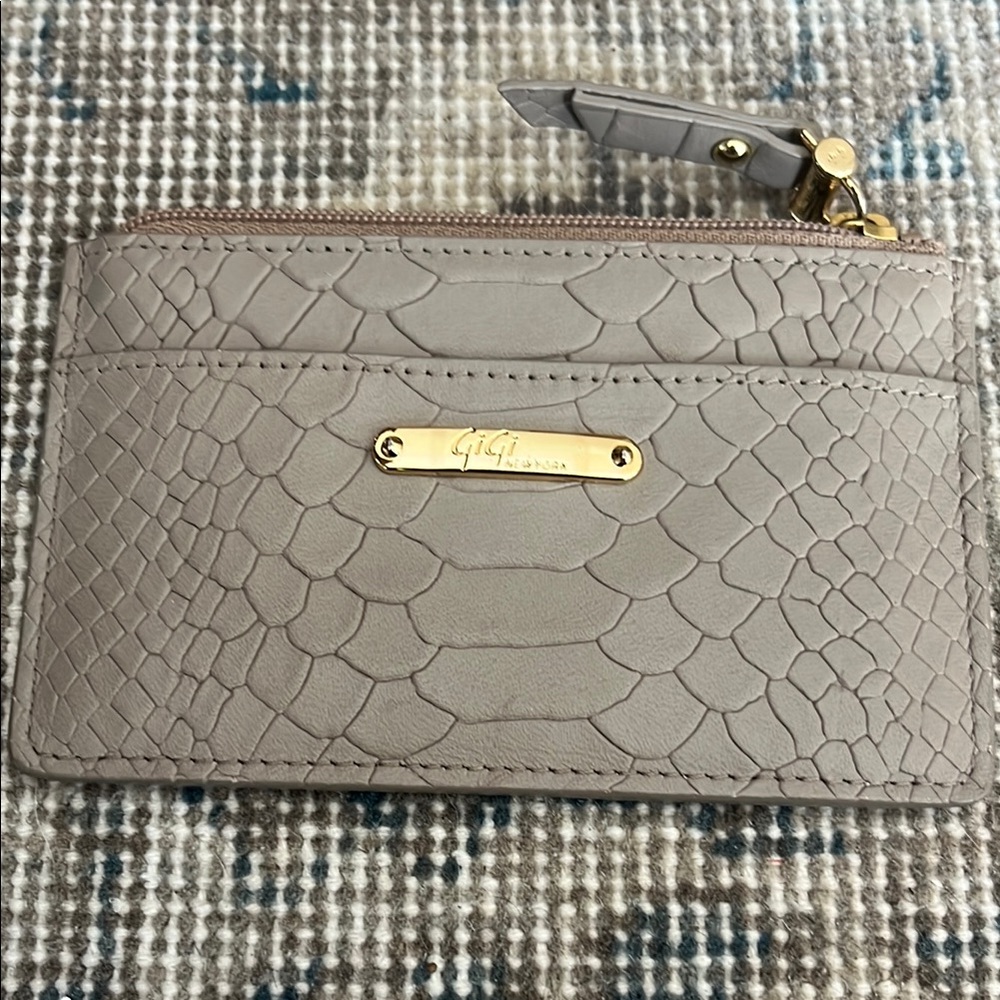 Gigi New York Taupe Crocodile Embossed Card Holder